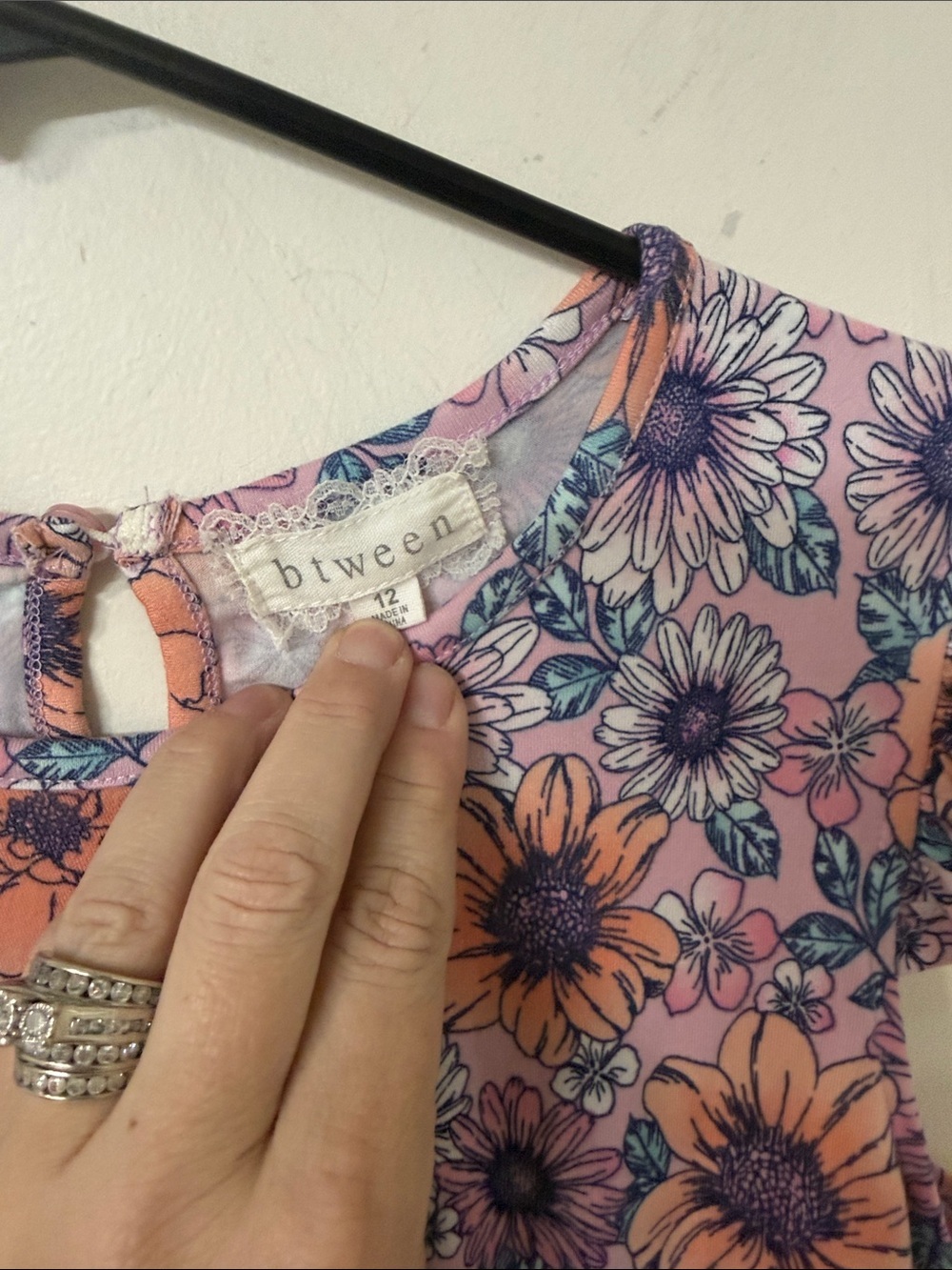 btween Pink & Orange Floral Romper with Flutter Sleeves - Picture 2 of 2
